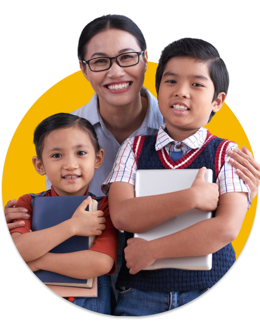 Happy family preparing for disaster